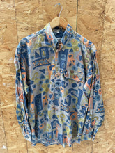 Vintage 90s Abstract Crazy Ugly Pastel Print Long Sleeve Shirt Men's Size 40 L by Balloon